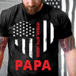 Veteran Shirt, Father's Day Gift Ideas, Daddy Shirt, Veteran Myth Legend Papa Heart USA Flag T-Shirt - ATMTEE
