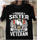 Proud Sister Of An Iraq War Veteran Dog Tag Military Sibling T-Shirt - ATMTEE