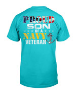Proud Son Of A Navy Veteran American Flag Military T-Shirt - ATMTEE