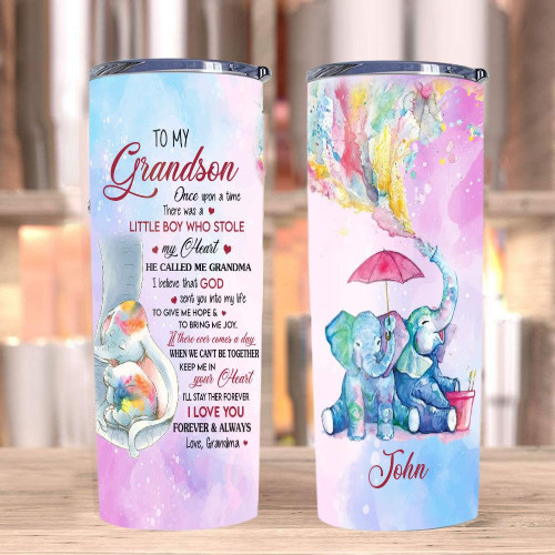 Personalized Tumbler, To My Grandson, Grandma To Grandson, Gifts For Grandson, Customized Elephant Tumbler