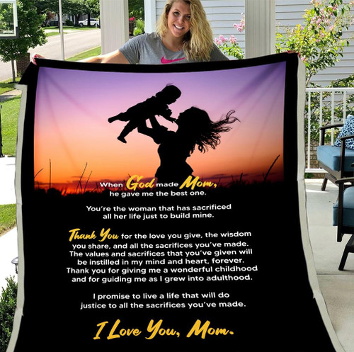Mom Blanket, Mother's Day Gift Ideas, When God Made Mom He Gave Me The Best One, Gift For Mom Fleece Blanket