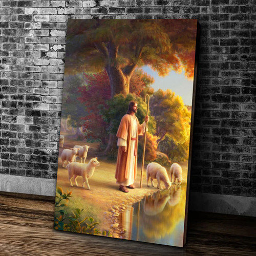 Jesus Christ Canvas, Christian Wall Art, Christian Canvas, Happy Easter Day, Jesus Christ And Sheep Canvas