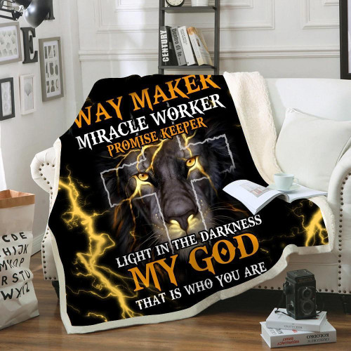 Christian Blanket, Jesus Gift, Way Maker Miracle Worker Promise Keeper Christian Lion Fleece Blanket