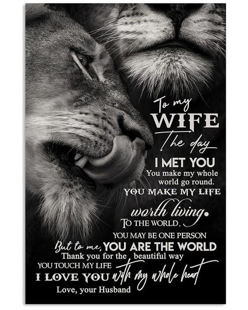 Personalized Wife Canvas, Gift For Her, To My Wife The Day I Met You Black And White Lion Canvas