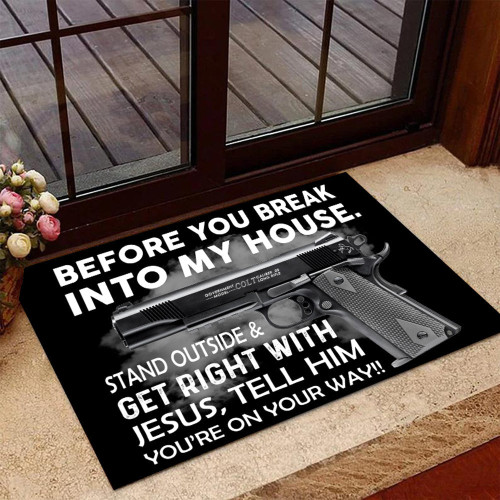 Veteran Welcome Rug, Before You Break Into My House Doormat, Funny Outdoor With Saying Door Mat