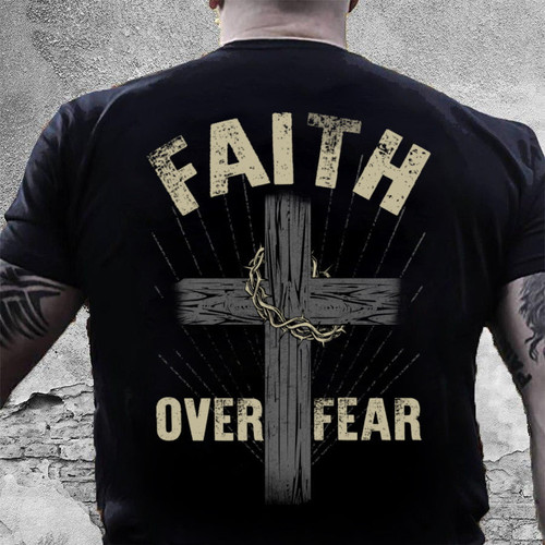 Christian Cross, Faith Over Fear T-Shirt KM0507