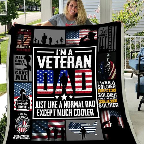Veterans Blanket - I'm A Veteran Dad Just Like A Normal Dad Except Much Cooler Fleece Blanket