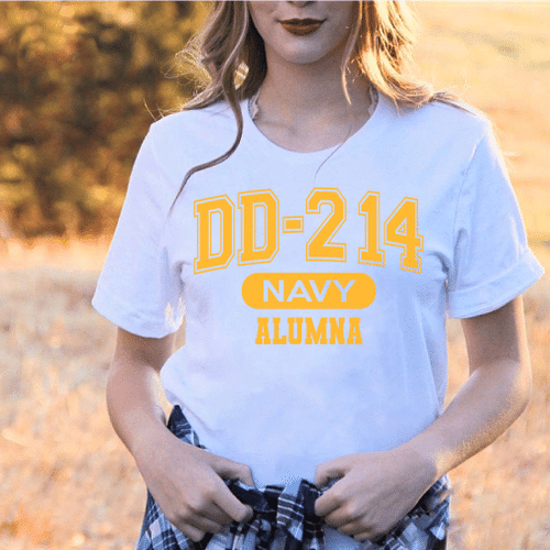 Female Veteran Shirt DD-214 US Navy Alumna, Gift For Navy Veterans T-Shirt