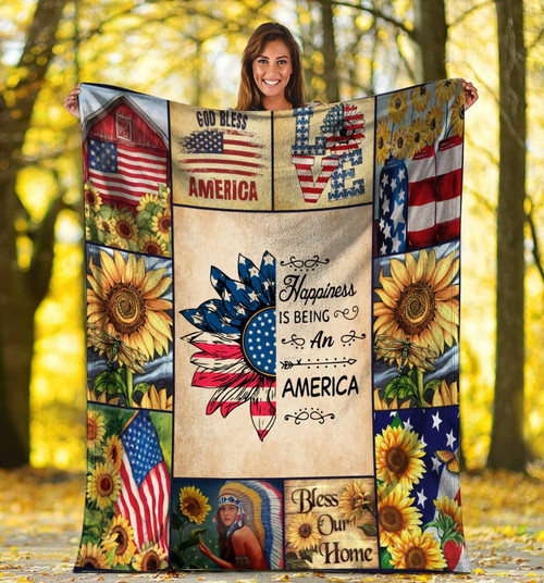 Happiness Is Being An America Hippie Sherpa Blanket