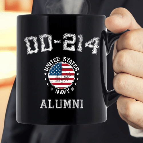 USA Flag DD-214 US Navy Veteran Alumni Mug