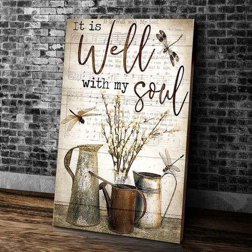 It Is Well With My Soul Matte Canvas, Dragonfly Wall Art Decor Canvas