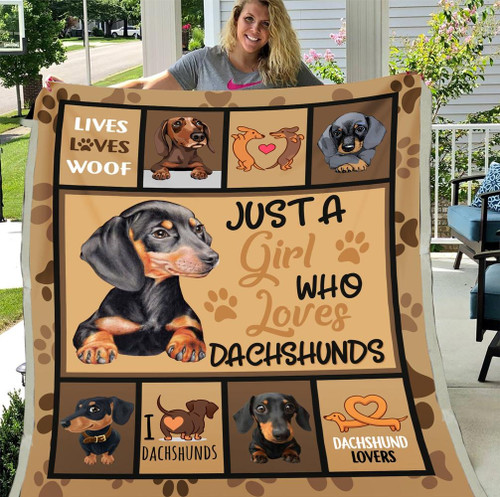 Dachshunds Dog Blanket Just A Girl Who Loves Dachshunds Fleece Blanket