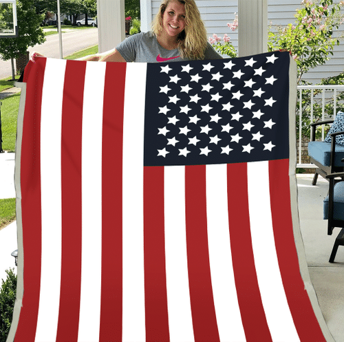 US Flag Blanket, Patriotic Flag Fleece Blanket