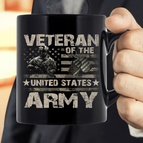 American Flag Camo Proud US Army Veteran Mug