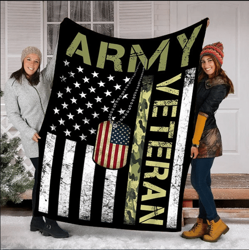 Army Veteran Blanket, Gift For Army Veteran Fleece Blanket