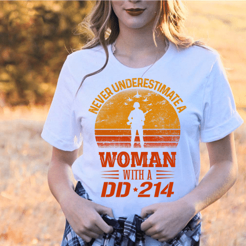 Female Veteran Never Underestimate A Woman With A DD-214 T-Shirt