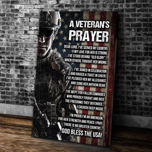A Veteran's Prayer God Bless The USA Matte Canvas