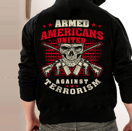 Armed Americans United Against Terrorism Veteran Hoodie, Veteran Sweatshirts