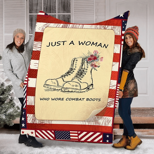 Just A Woman Who Wrote Combat Boots Fleece Blanket