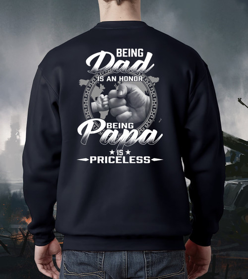 Father's Day Gift, Gift For Grandpa, Being Dad Is An Honor Being Papa Is Priceless Crewneck Sweatshirt