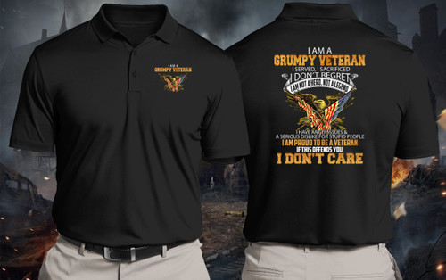 Grumpy Veteran Shirt, I Am A Grumpy Veteran, I Am Proud To Be A Veteran Polo Shirt