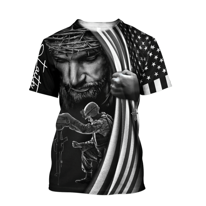 Veteran Shirt, U.S Veteran, Jesus Christ, One Nation Under God, All Over Printed Shirts - ATMTEE