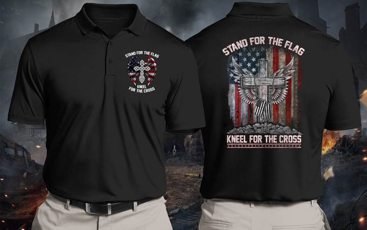 Stand For The Flag Kneel For The Cross Polo Shirt