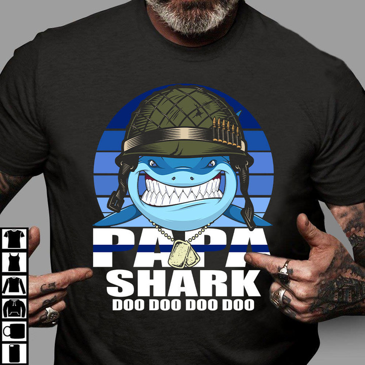 Coast Guard Papa Shark Doo Doo Doo Father's Day T-Shirt