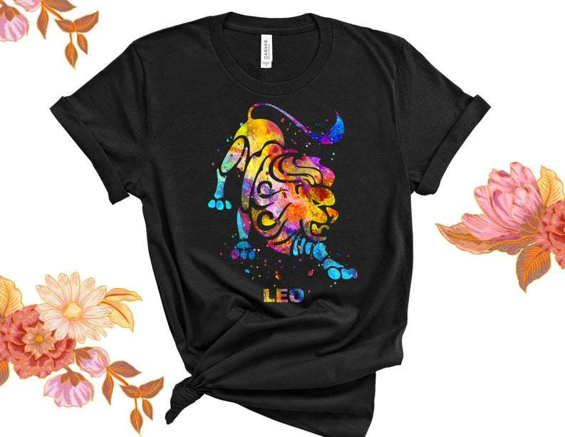 Leo Watercolor Shirt, Astrological Sign Shirt, Birthday Gift Idea For Her, Birthday Gift V3 Unisex T-Shirt