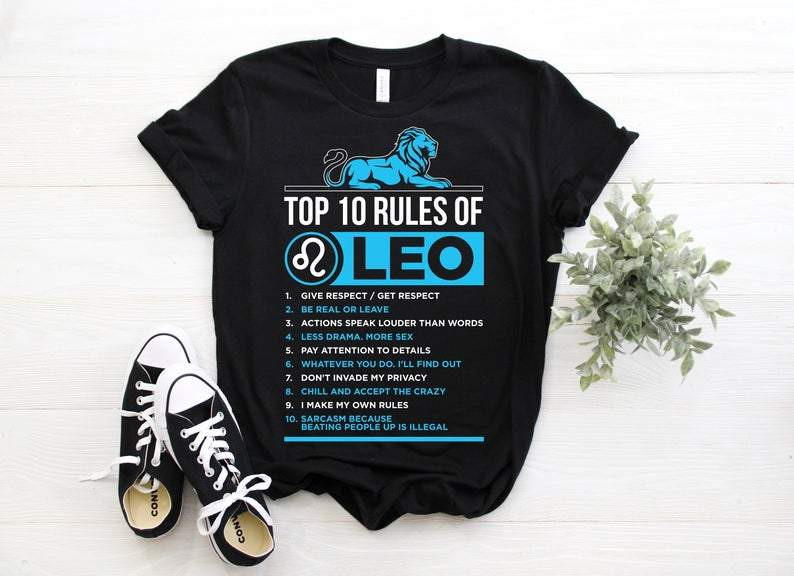 Leo Zodiac Shirt, Top 10 Rules Of Leo, Birthday Gift Idea For Her, Birthday Gift V4 Unisex T-Shirt