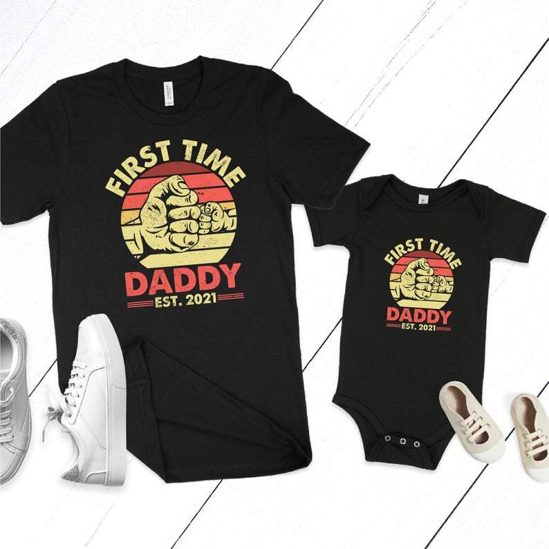 My First Father's Day Shirt, Father Baby Matching Shirts, Funny Baby Onesies, Dad Baby Onesie