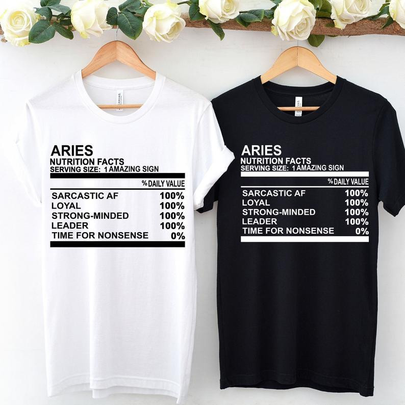 Aries Shirt, Aries Zodiac Sign, Astrology Birthday Shirt, Gift For Her, Aries Nutrition Facts Unisex T-Shirt
