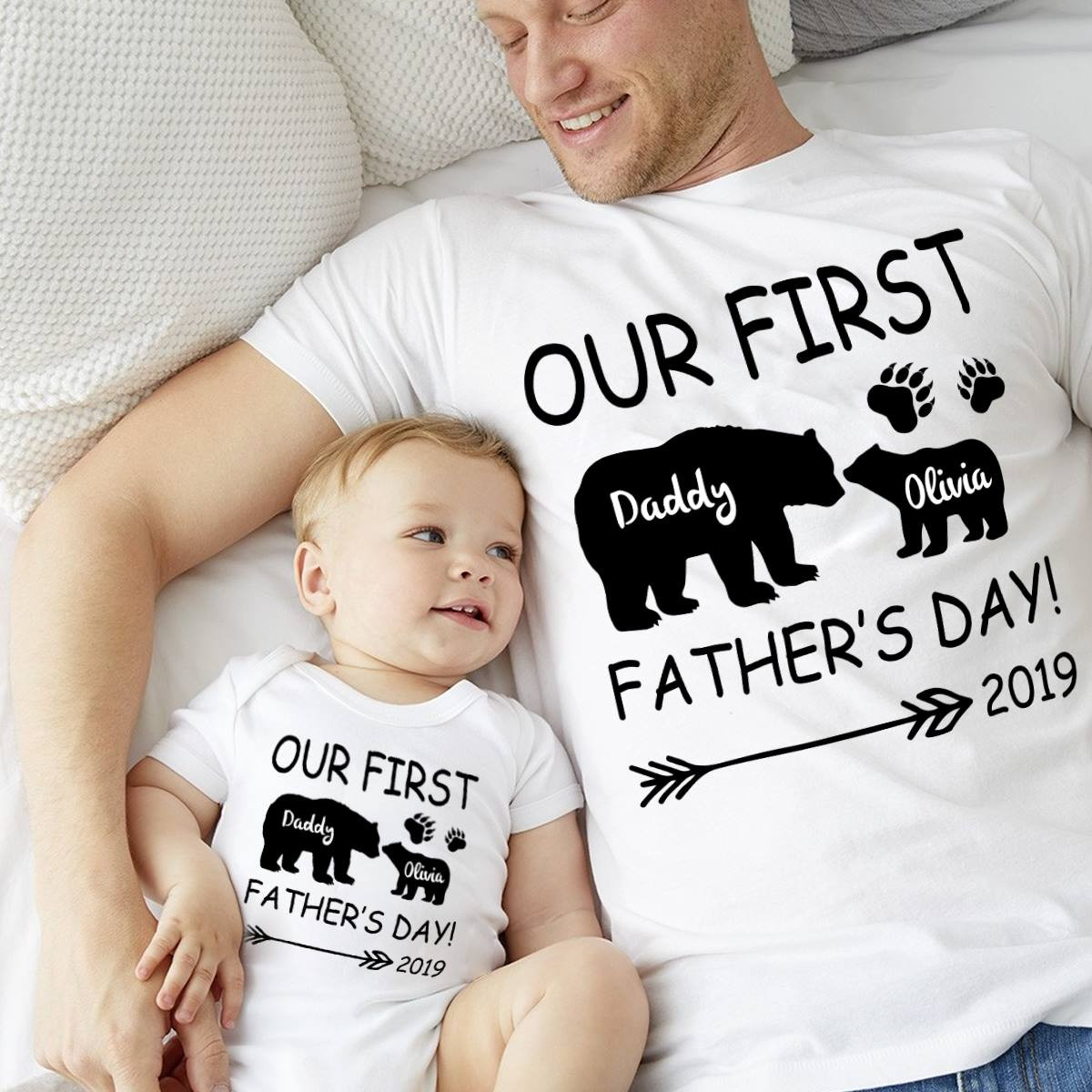 Baby Onesie, Funny Baby Onesies, Custom Baby Onesie, Our First Father's Day Baby Onesie
