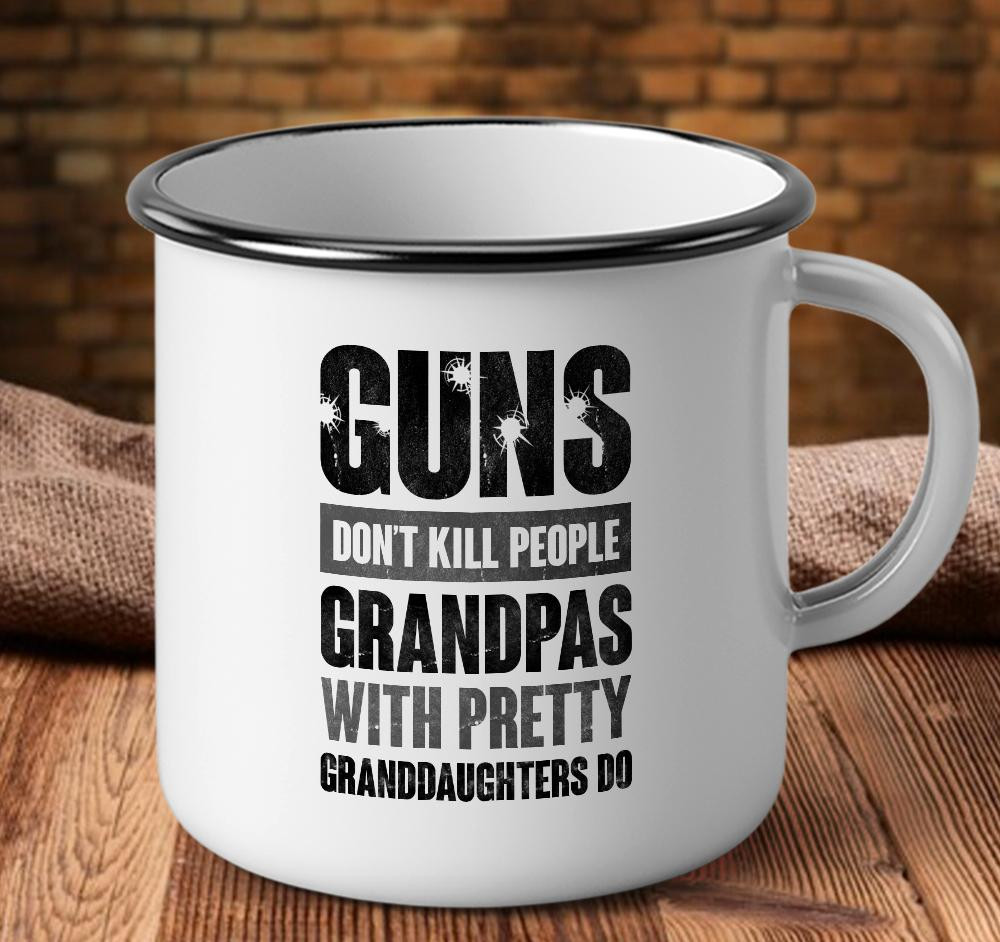 Veteran Mug, Gifts For Dad, Guns Don't Kill People Grandpas Will Pretty Camping Mug