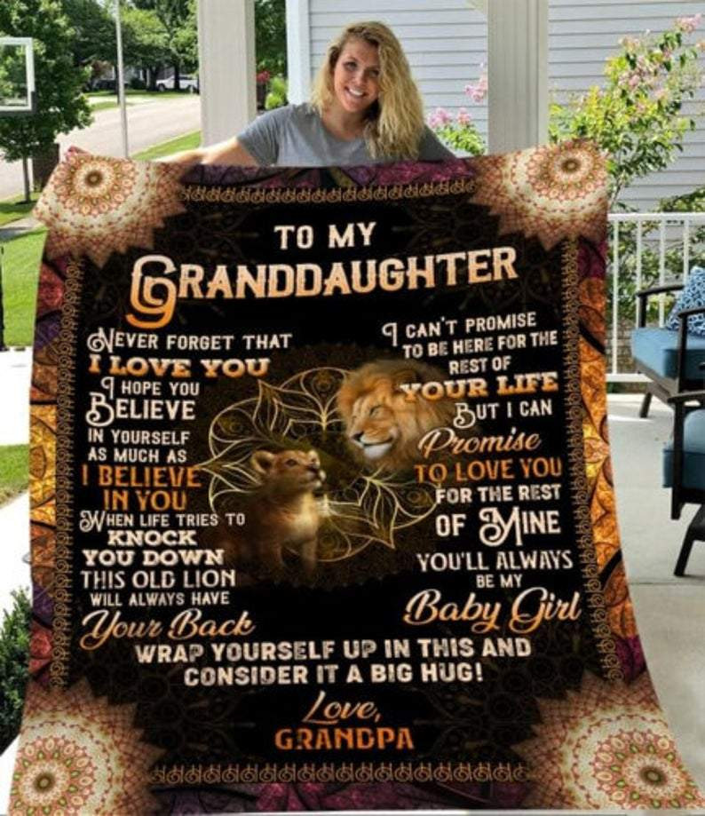 To My Granddaughter Blanket, Birthday Gifts For Granddaughter, Never Forget Lion Fleece Blanket