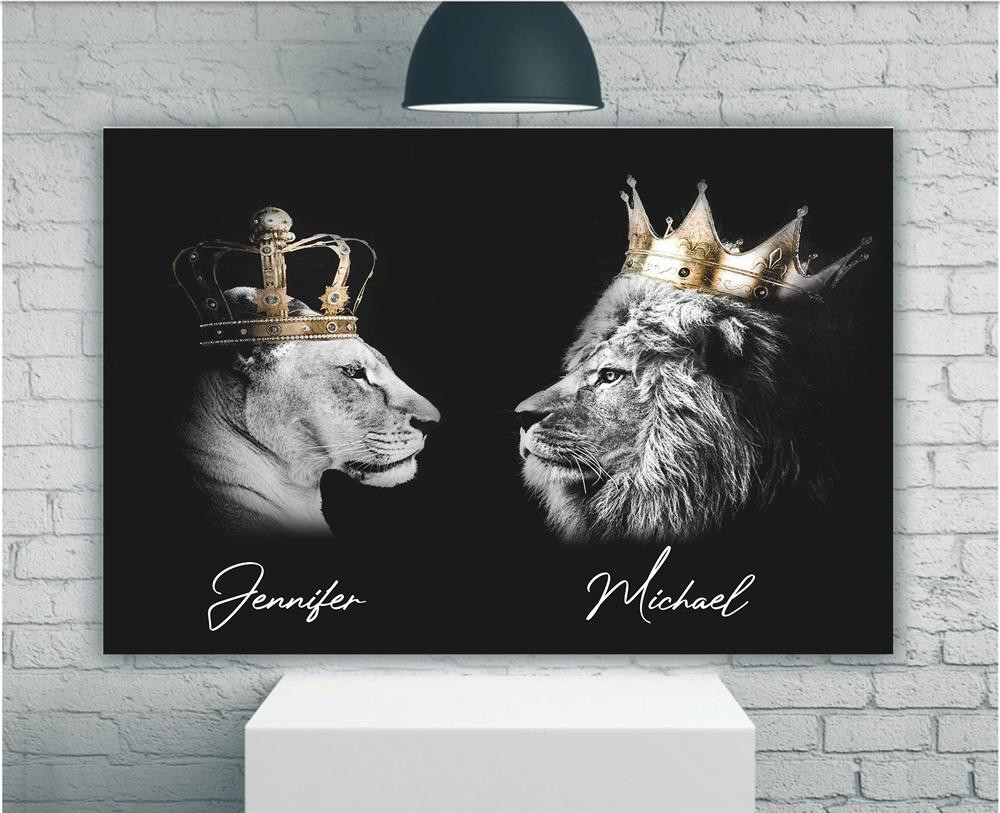 Personalized King And Queen Lions Matte Canvas