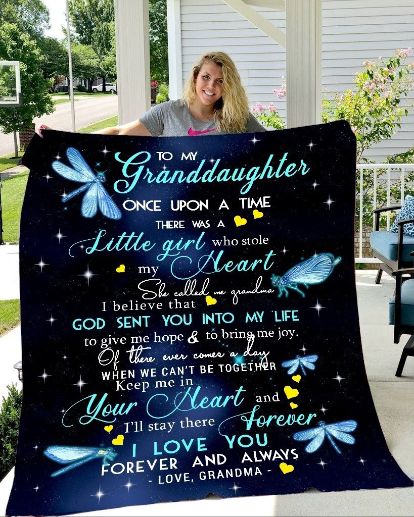 To My Granddaughter Once Upon A Time Dragonfly Fleece Blanket