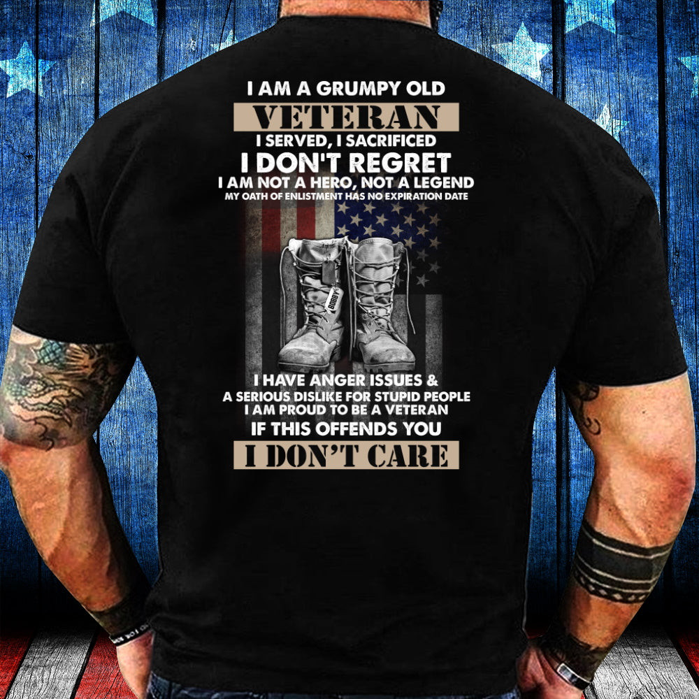 Veteran Custom Shirt, I Am A Grumpy Old Veteran I Serve, I Sacrificed I Don't Regret Personalized Gift T-Shirt