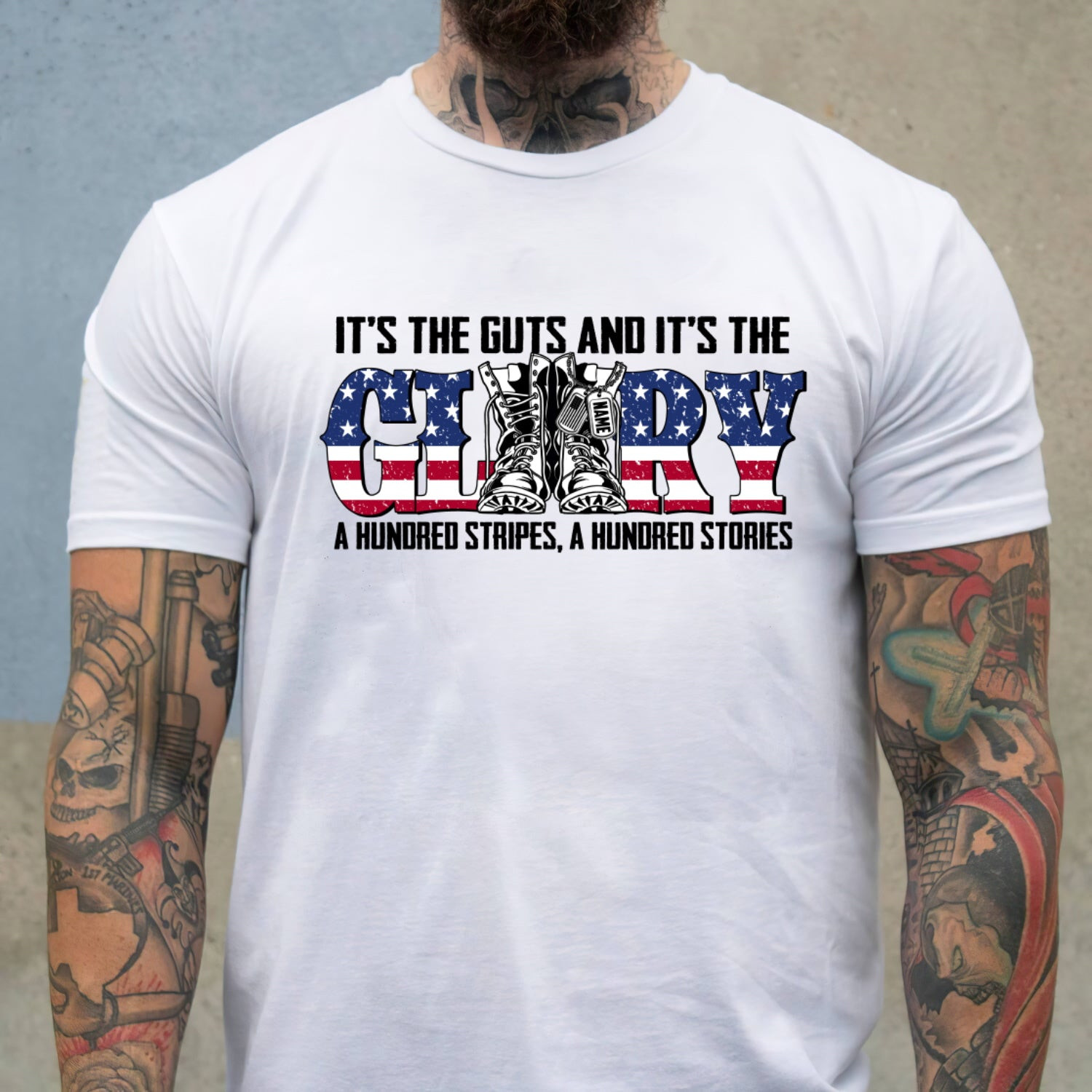 Veteran Custom Shirt It's The Guts And It's The Glory A Hundred Stripes A Hundred Stories Personalized Gift T-Shirt