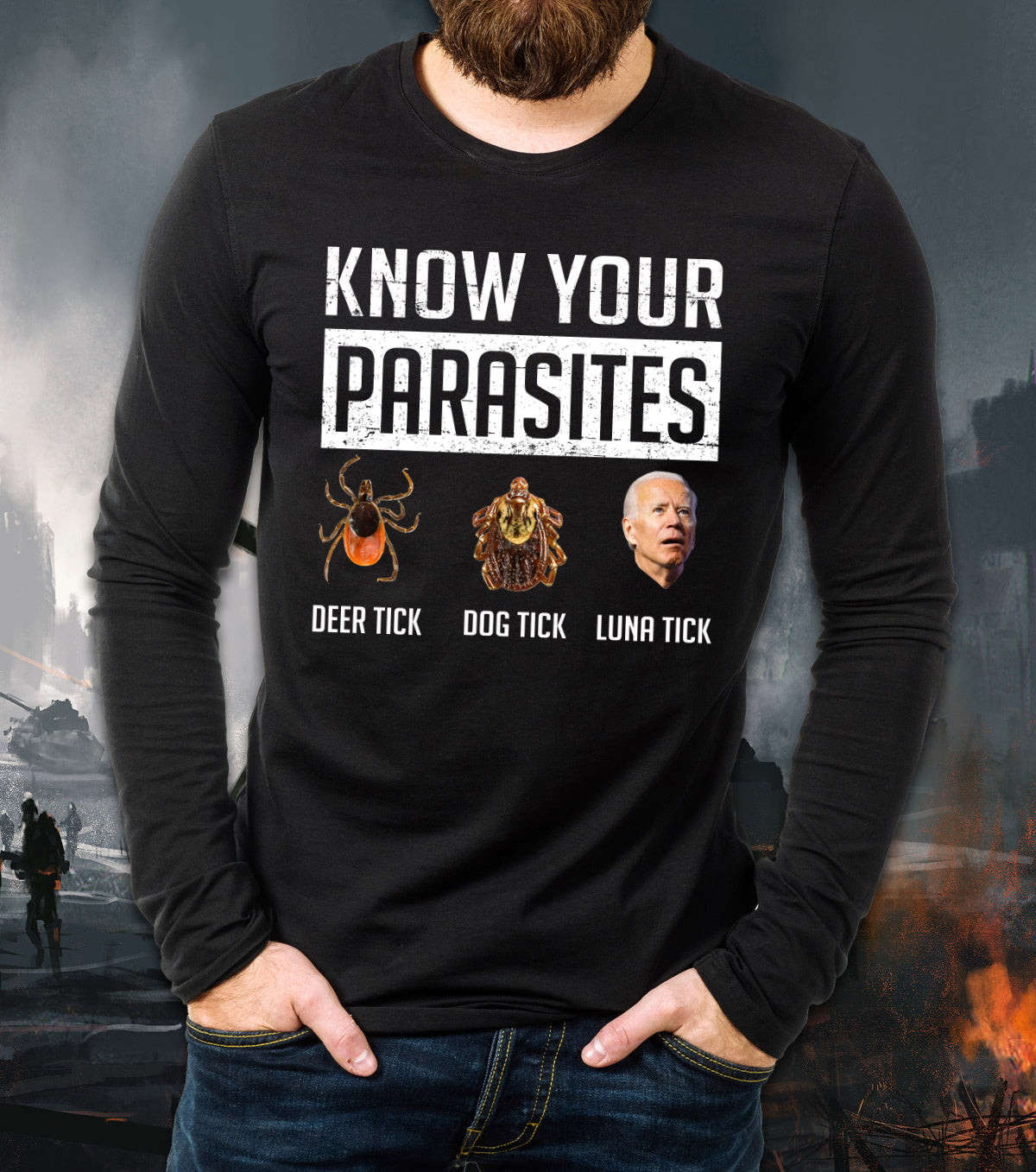 Biden Shirt, Anti Biden Shirt, Know Your Parasites Long Sleeve T-Shirt