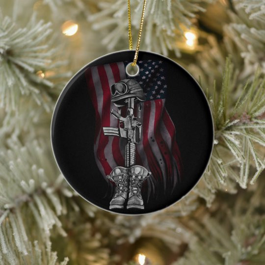 Veteran Ornament, Gift For Veteran, American Flag Circle Ornament (2 sided) - ATMTEE