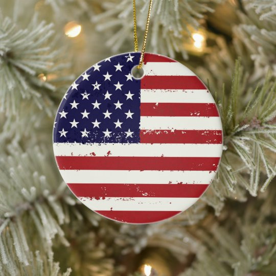 Veteran Ornament, American Flag Circle Ornament (2 sided) - ATMTEE