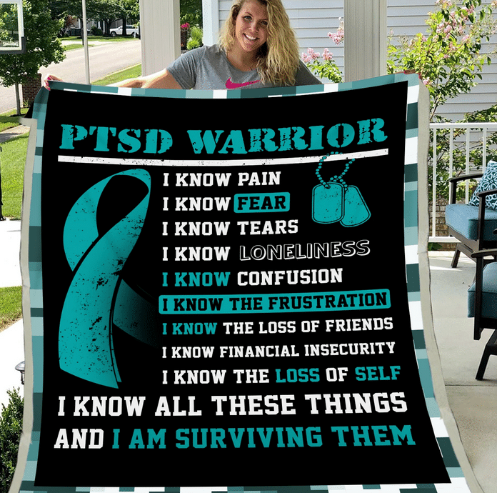 PTSD Blanket - PTSD, Warrior, Us Veteran, Quotes Blanket, Veteran ATM-PTSDBl06 Fleece Blanket
