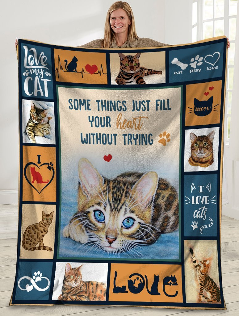 Some Things Just Fill Your Heart Without Trying Bengal Cat Sherpa Blanket