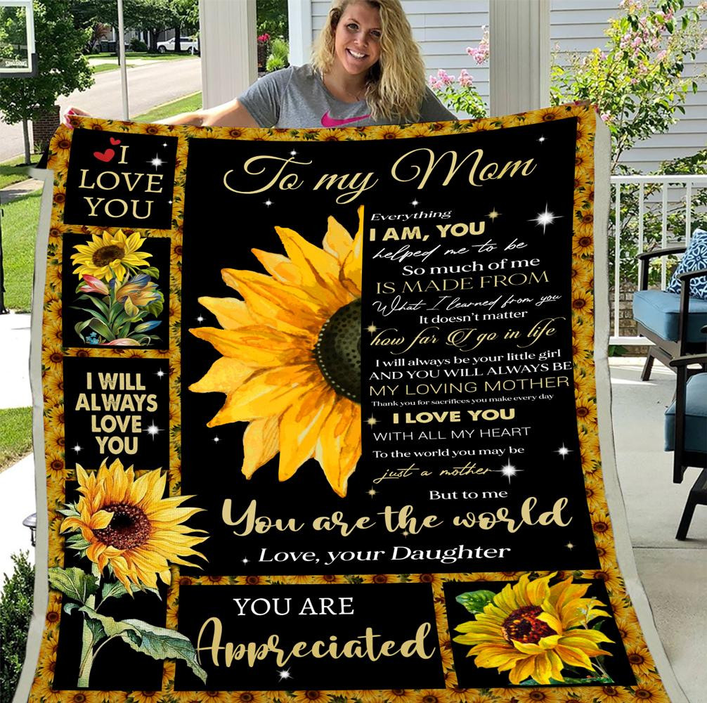Personalized Blanket To My Mom You Are The World, Gift For Mom Fleece Blanket