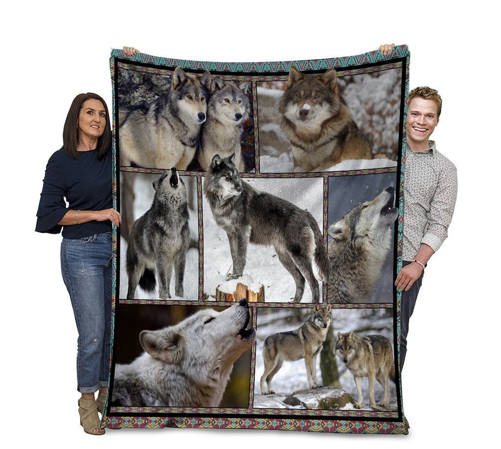 Wolf Blanket Animals Lover Grey Wolf Fleece Blanket - ATMTEE
