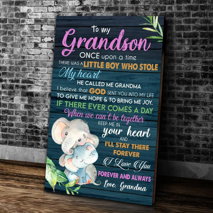 To My Grandson Once Upon A Time There Was A Little Boy Who Stole My Heart, He Called Me Grandma Matte Canvas - ATMTEE