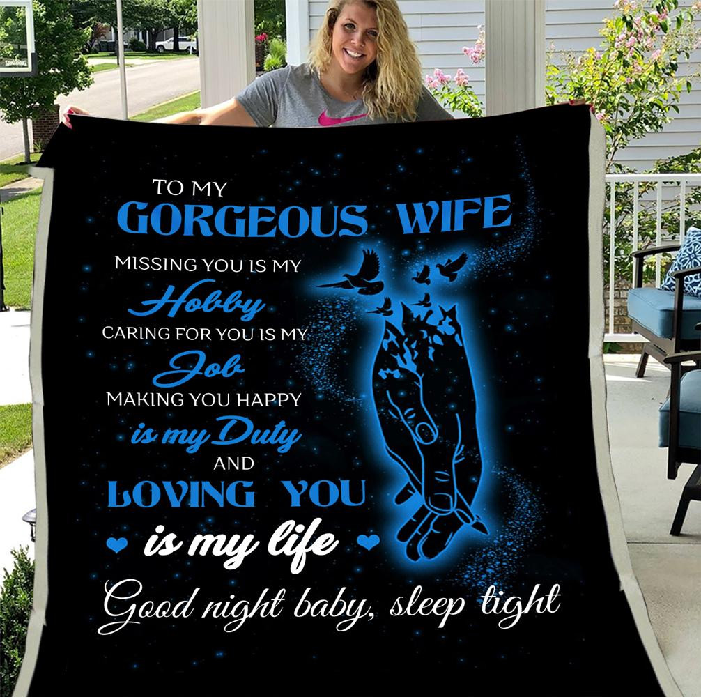 Personalized To My Gorgeous Wife Missing You Is My Hobby Fleece Blanket - ATMTEE