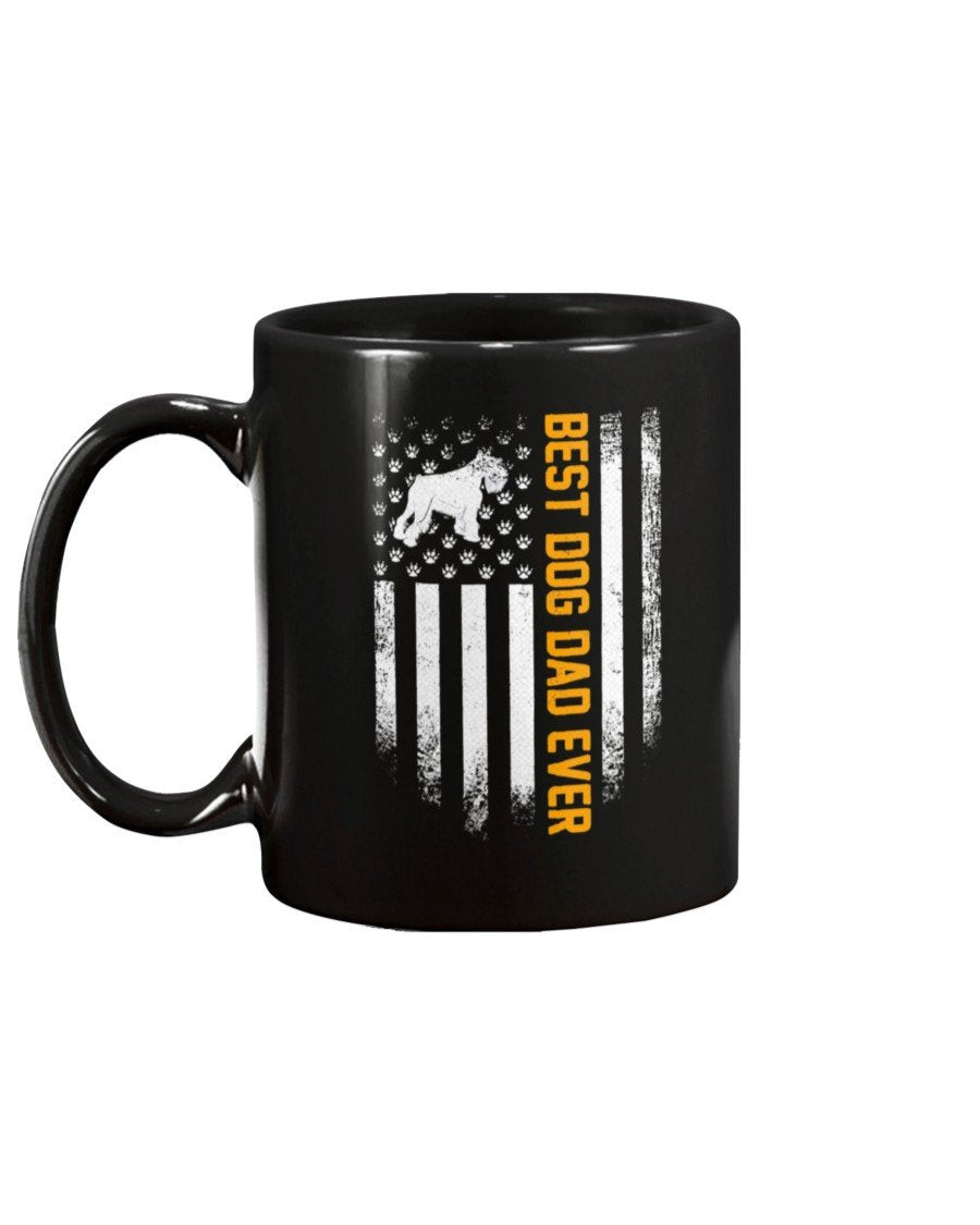 Vintage USA Best Schnauzer Dog Dad Ever American Flag Mug - ATMTEE