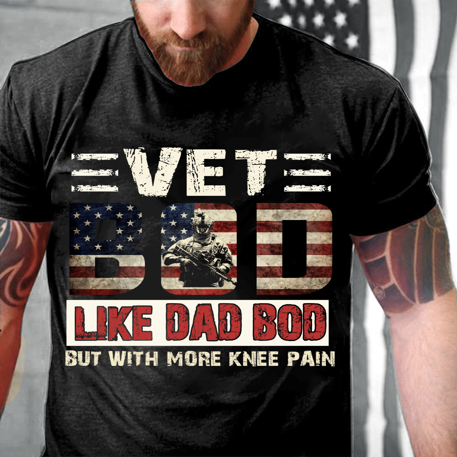 Vet Bod Like Dad Bod But With More Knee Pain T-Shirt - ATMTEE